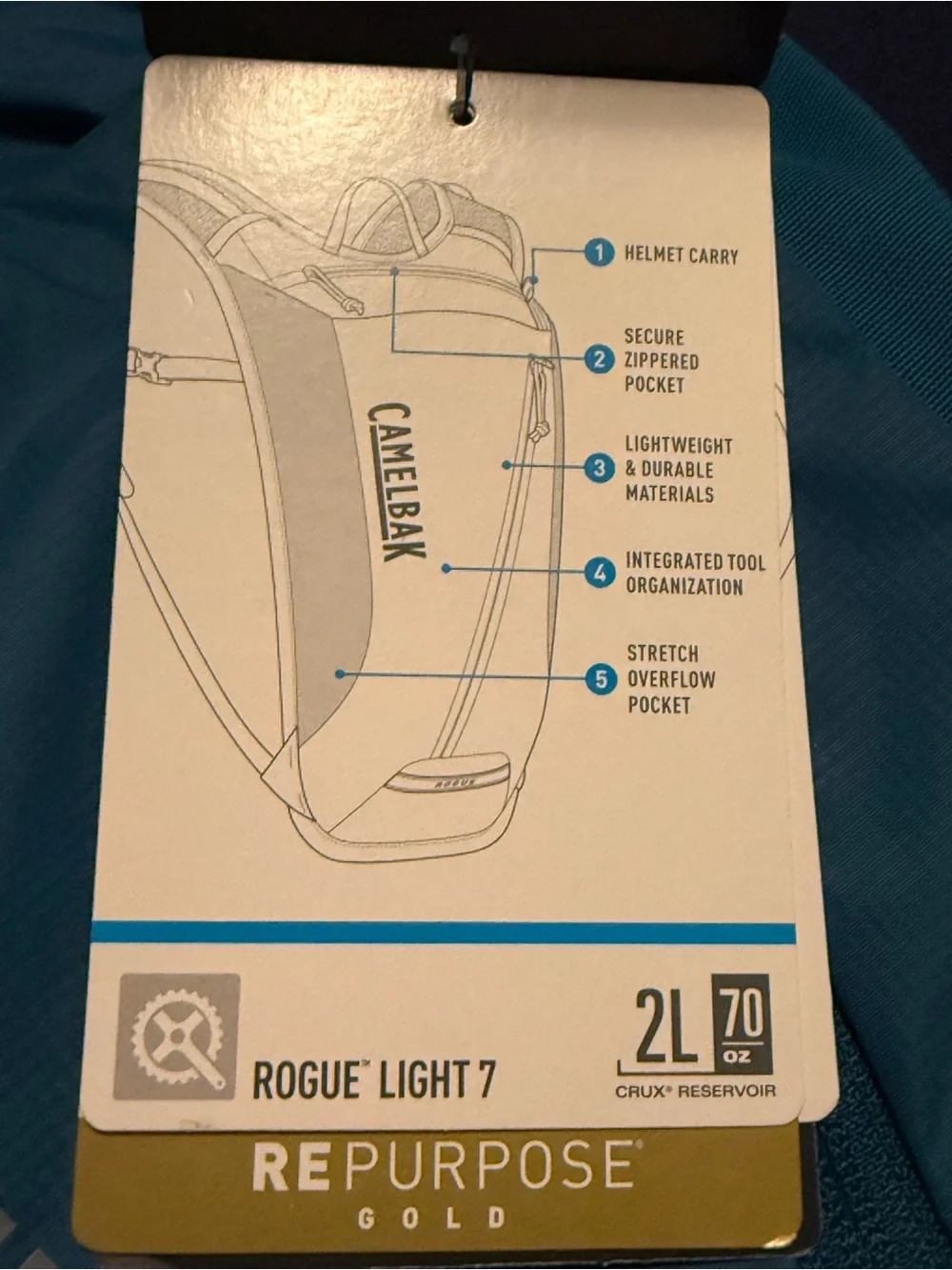NWT CamelBak Rogue Light 7 Hydration Backpack in Teal Blue Reservoir 2L